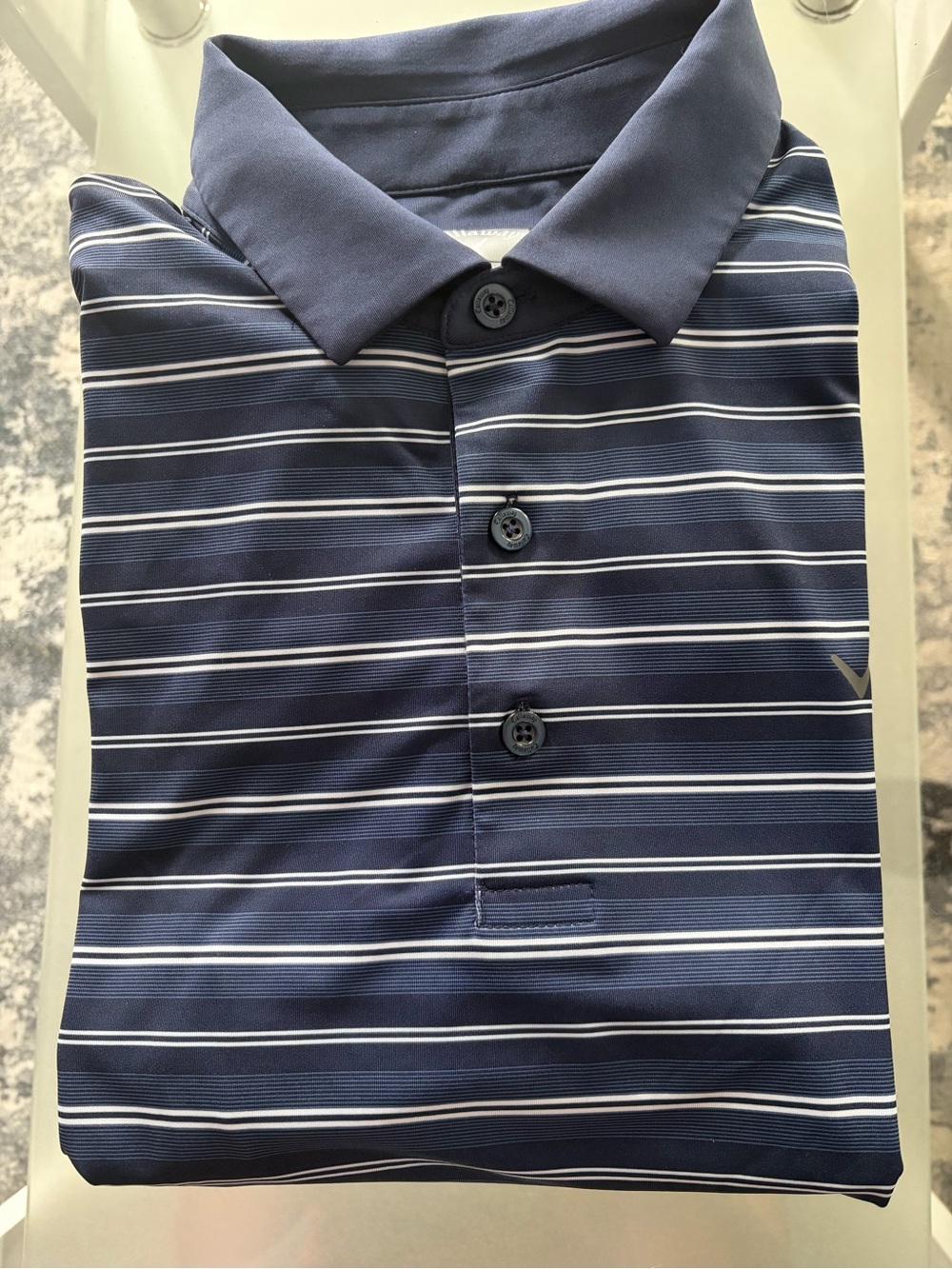Callaway Navy and White Striped Polo Shirt